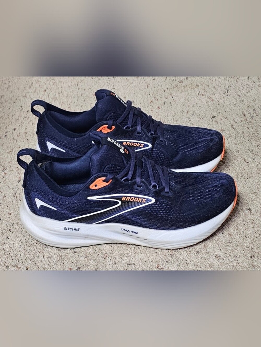 Brooks Glycerin 22 GTS Men's Running Shoes Sneakers Navy Blue Orange size 11